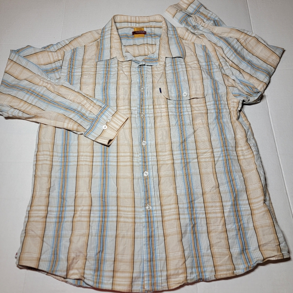 Mecca Men's Striped Button Down Large Shirt Y2K Hip-Hop‎ Skater